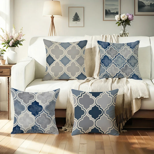 Geometric Print Throw Pillow Cover