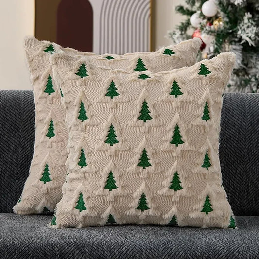 Beige Faux Fur Christmas Pillow Covers